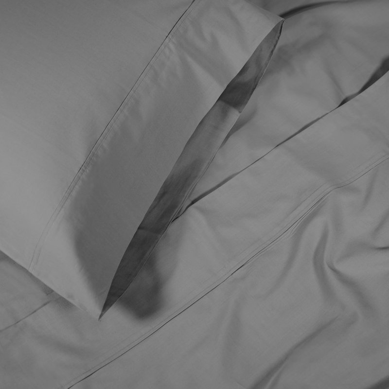 Queen Smoked Pearl Cotton Percale Deep Pocket Sheet Set
