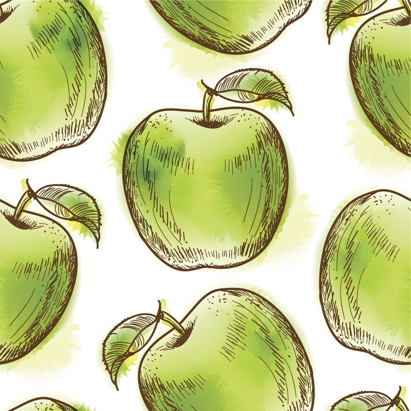 Pomme verte Asuka - peinture sur toile tendue, H 12 po x l 12 po