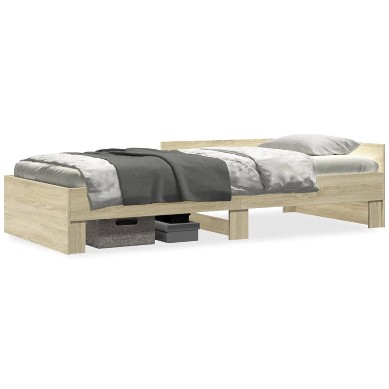 Bed Frame Without Mattress Engineered Wood, Sonoma Oak, European Single (90 x 200 cm)