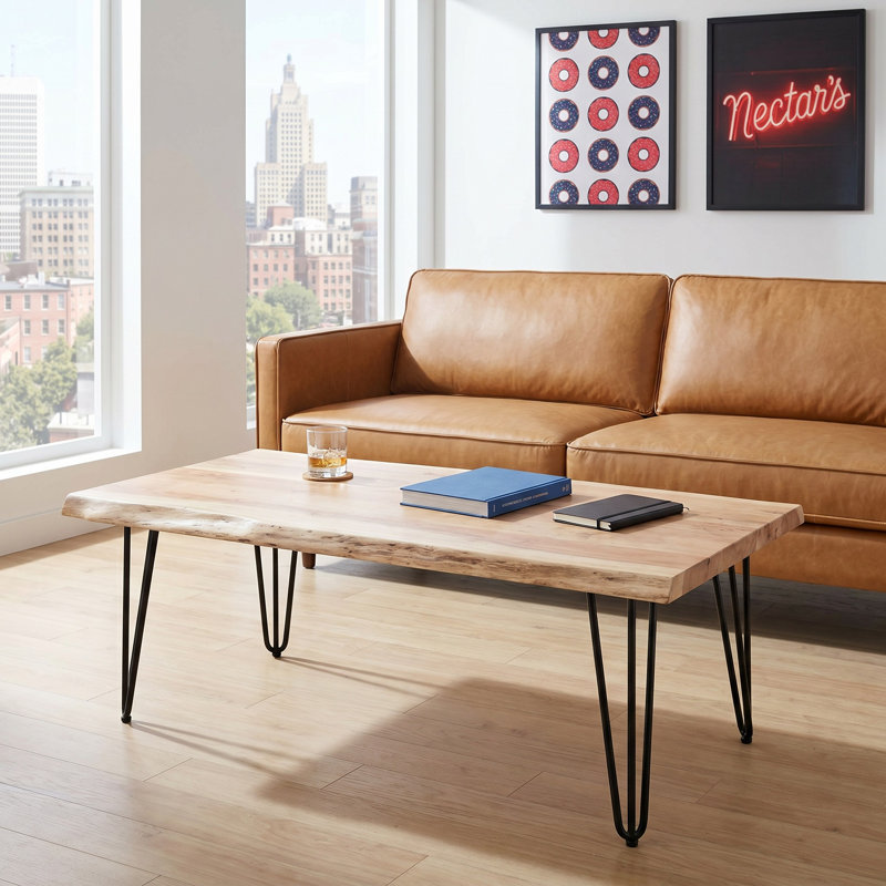 Cartan Solid Wood Top Single Coffee Table, Slate