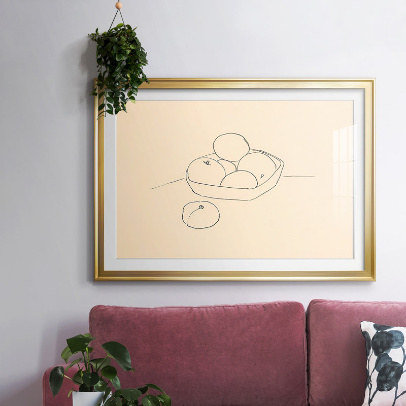 " Fruit Line Drawing I ", Gold, 15" H x 21" W x 1.5" D