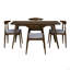 Ensemble de salle à manger 5 pièces 1 table 4 chaises, structure en bois d'hévéa, plateau en faux bois, rétro - élégant pour la cuisine et la salle à manger familiale-1765073894