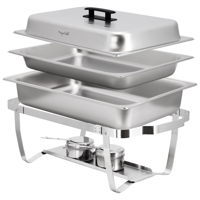 Ensemble de 2 plateaux de service chauffants pliables en acier inoxydable 9,5 pintes The Party Aisle ™