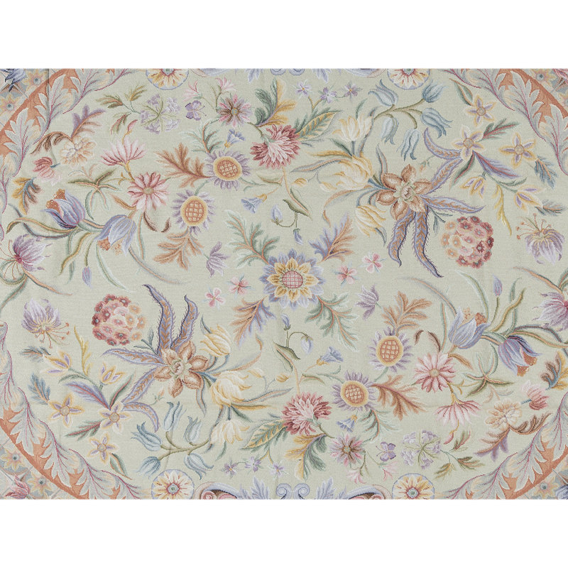 Hand-Knotted High-Quality Green and Brown Area Rug