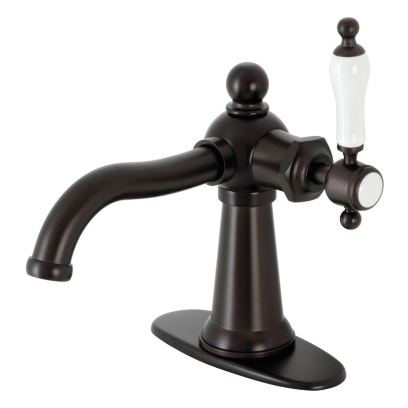 Robinet de salle de bain 1 poignée à fixation sur le comptoir avec poignée escamotable Kingston, Laiton brossé