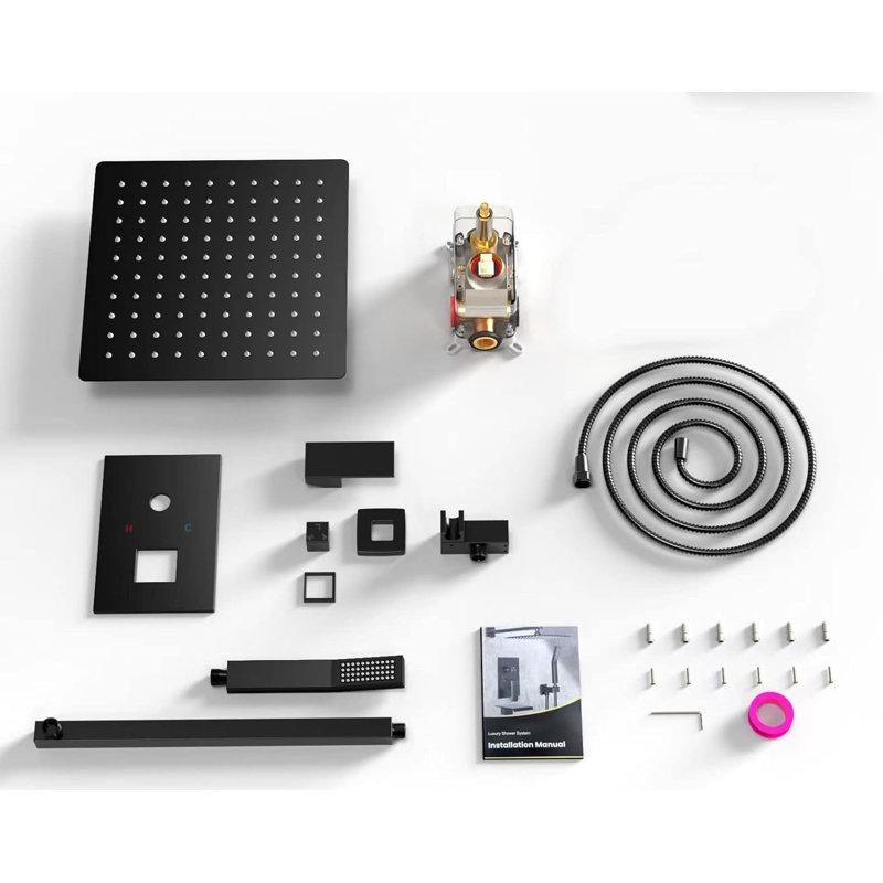 Luxury Wall Mounted Shower System With Rainfall Shower Head And Handheld Spray, High Pressure Water Saving Design, Cupc Certified Valve, Durable Anti-Corrosion Brass Construction