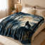 Jeté en laine Wolf Howling Moon-134290731