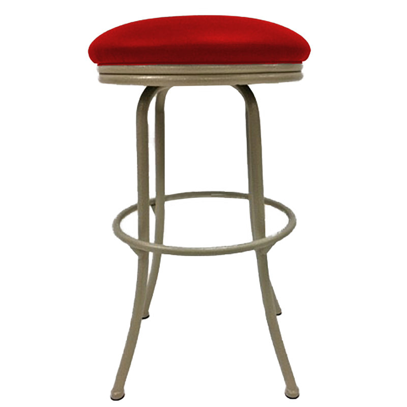 Swivel Upholstered Counter Stool with Metal Frame, Fire Red, Beige, Bar Stool (30" Seat Height)