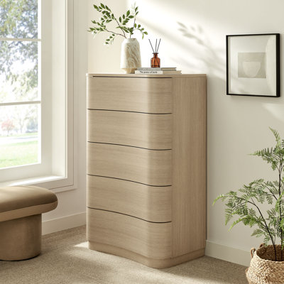 Mirae 5-Drawer Curved Dresser Chest Of Drawers