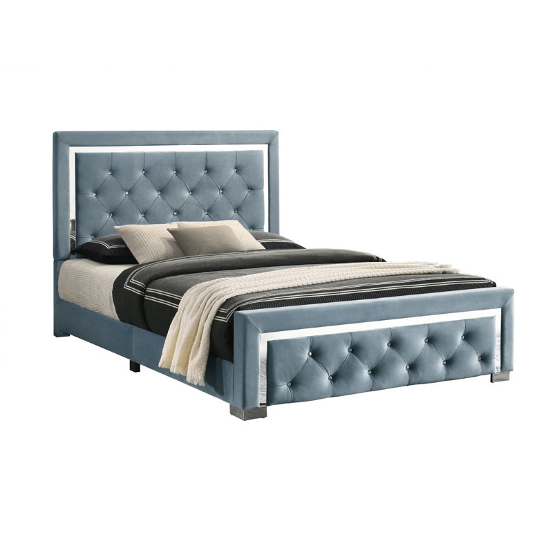 Ozora Upholstered Bed, Light Blue, Super King (6')