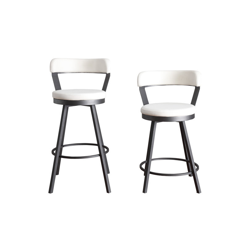 Laub Swivel Upholstered Faux Leather Counter Stool, White, Counter Stool (25.5" Seat Height)