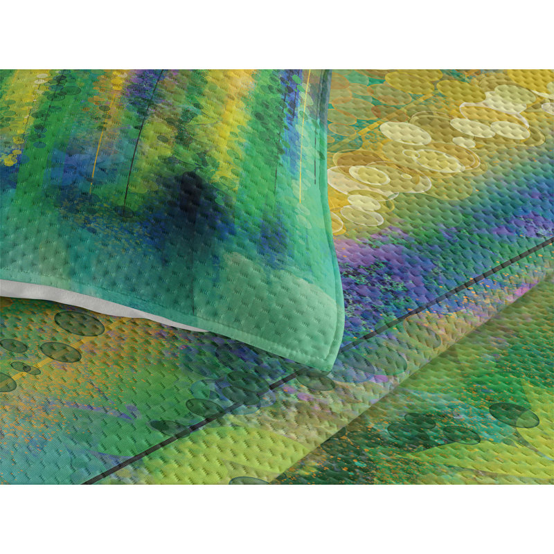 Flower Rustic Polyester Abstract Coverlet, King Bedspread + 2 Shams