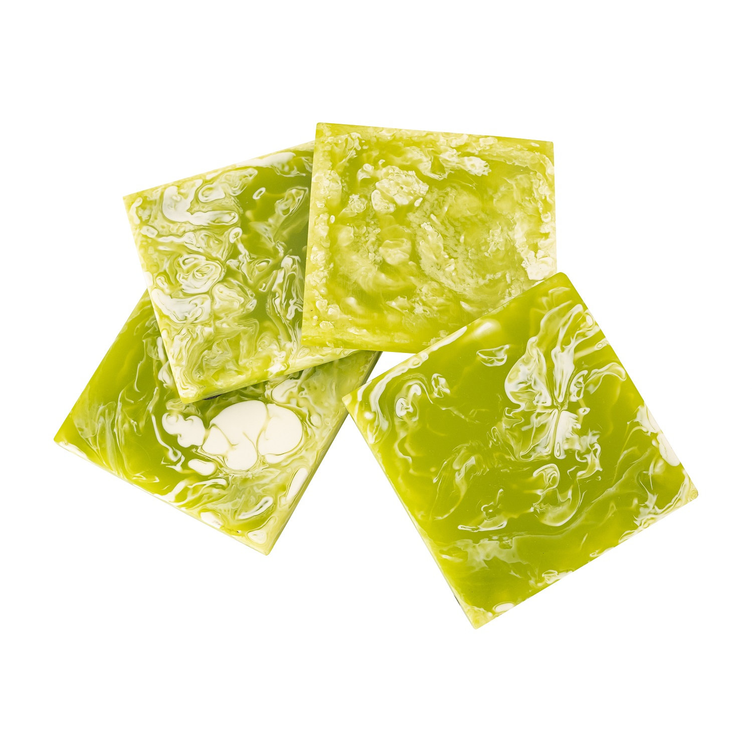 Square Resin Coaster Set, Green