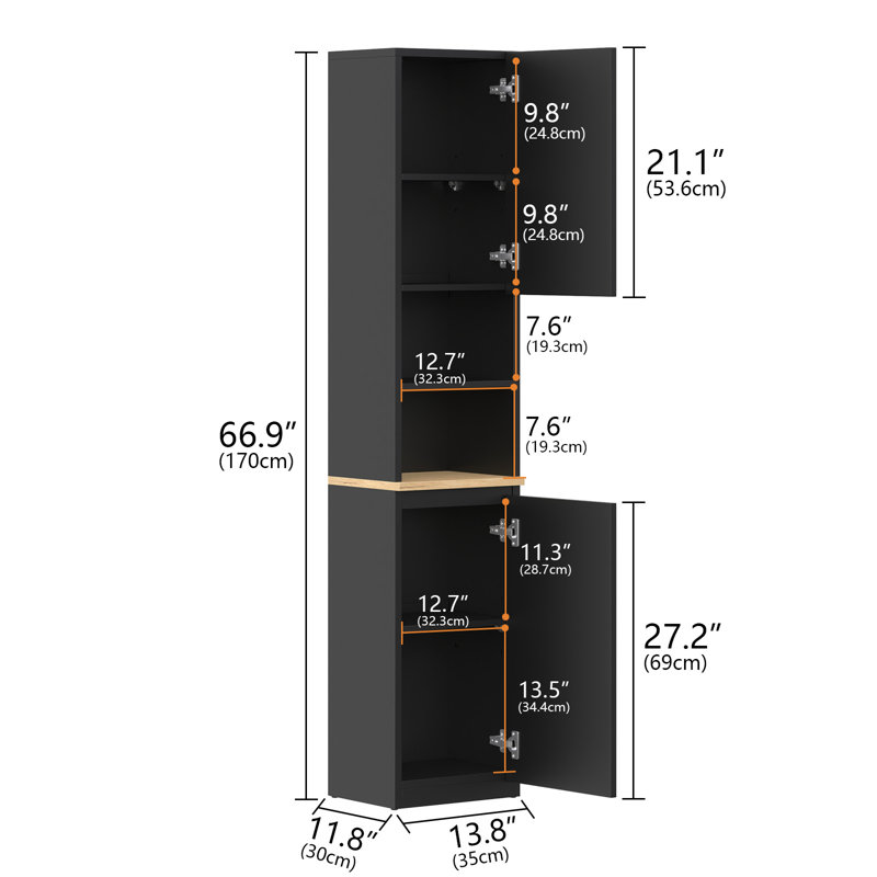 Grande armoire de rangement 67 po avec 2 portes