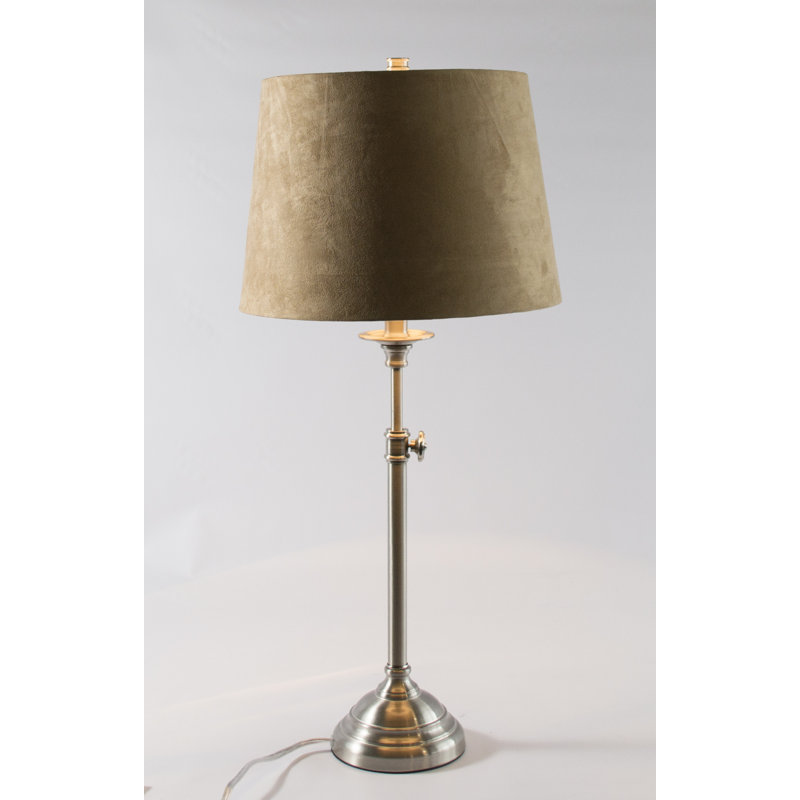Lampe de table 30 ", Suède brun clair, Nickel brossé