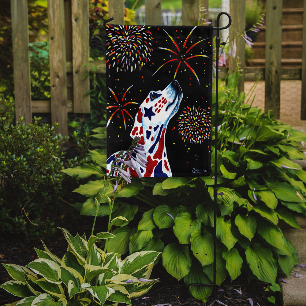 Dota For our Heros Fireworks Patriotic Dalmatian 2-Sided Garden Flag The Holiday Aisle® 