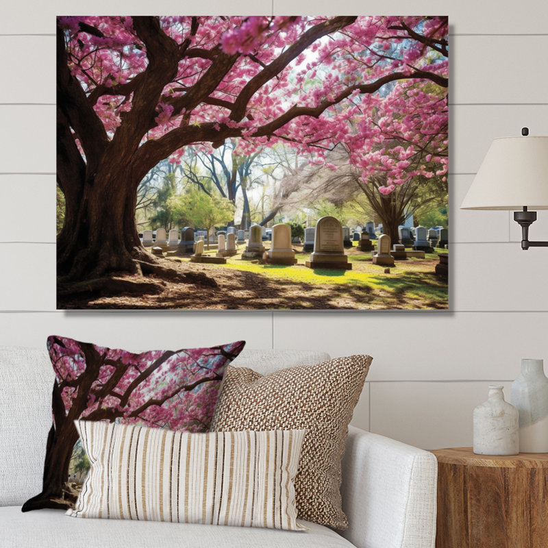 Georgia's Cherry Cimery, reproduction d'art sur toile encadrée, Toile tendue, H 16 po x l 32 po x P 1 po