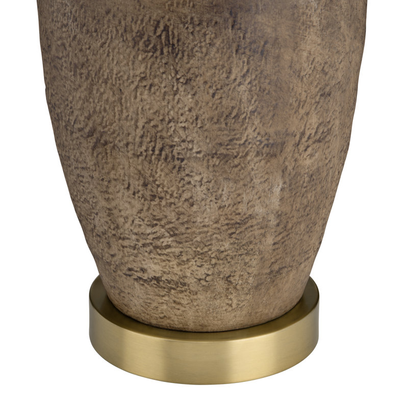 Lampe de table brune de 77 cm de hauteur avec abat-jour cylindrique en lin blanc