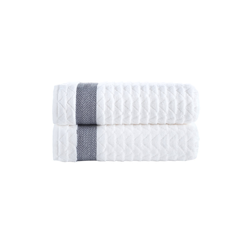 Serviettes de bain 2 pièces Brooks Brothers, Blanc