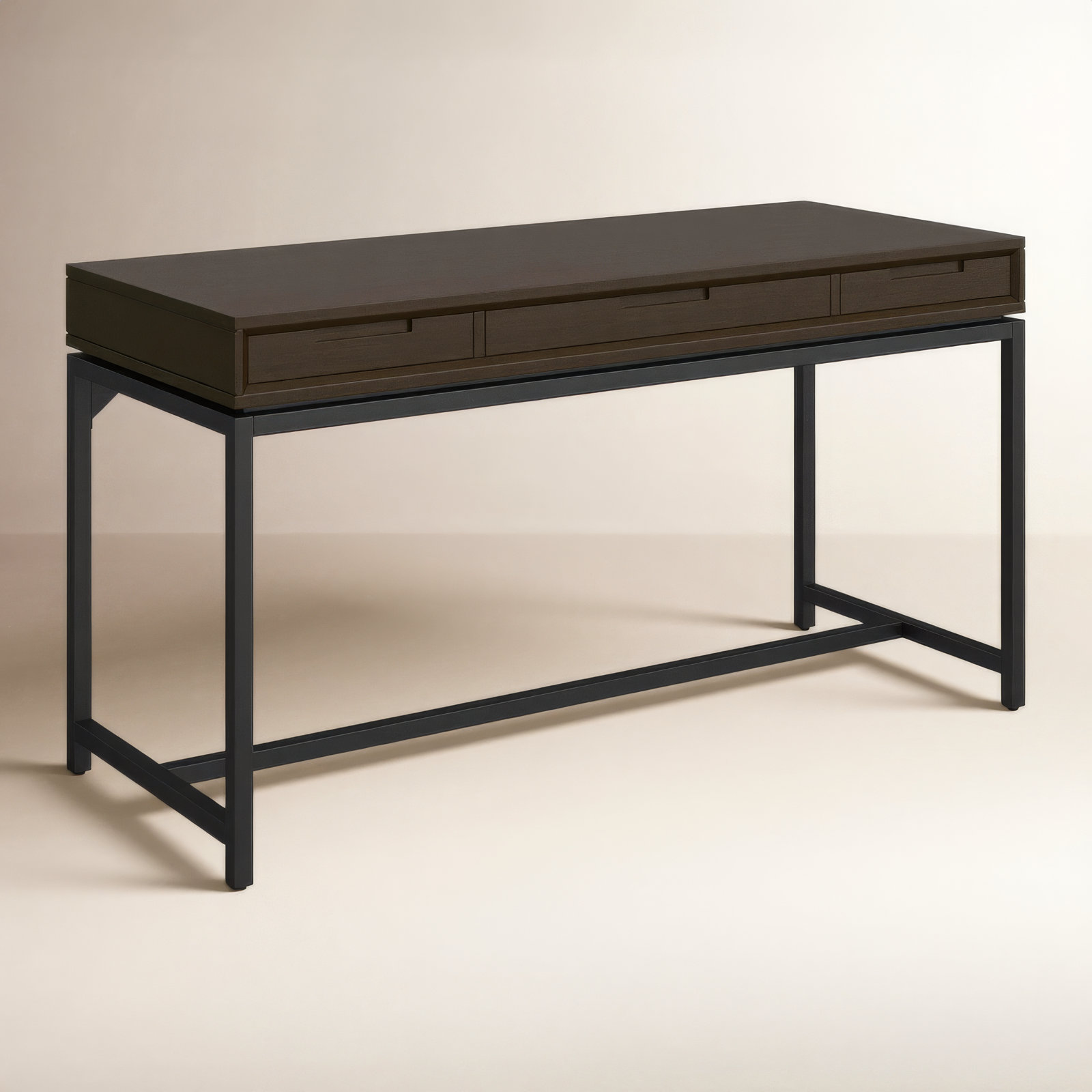 Lars Writing Desk, 31.50" H x 60" W x 24" D, Hickory Brown/Black