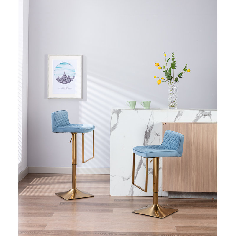 Tabouret pivotant à hauteur réglable Aldegonde Zariyah, Bleu