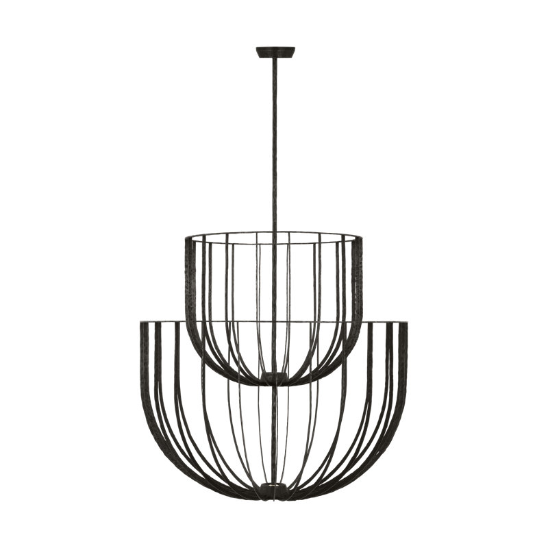 Sean Lavin Sanchi 3-light large two tier chandelier in polished antique brass finish, Aged Iron