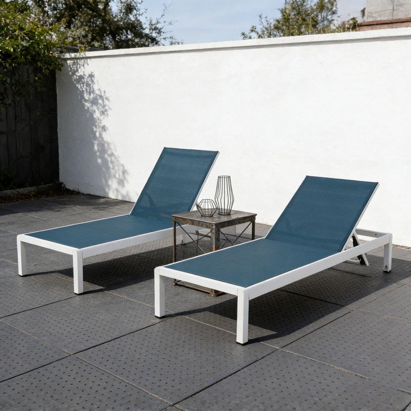 CHAISE LOUNGE, White+Blue