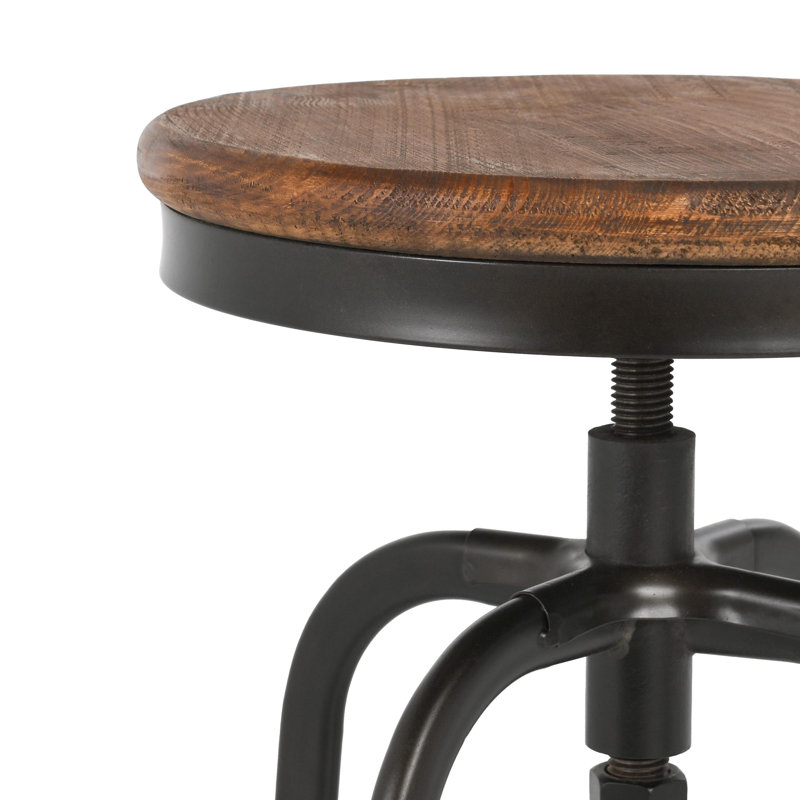 Swivel Solid Wood Adjustable Height Stool, Black