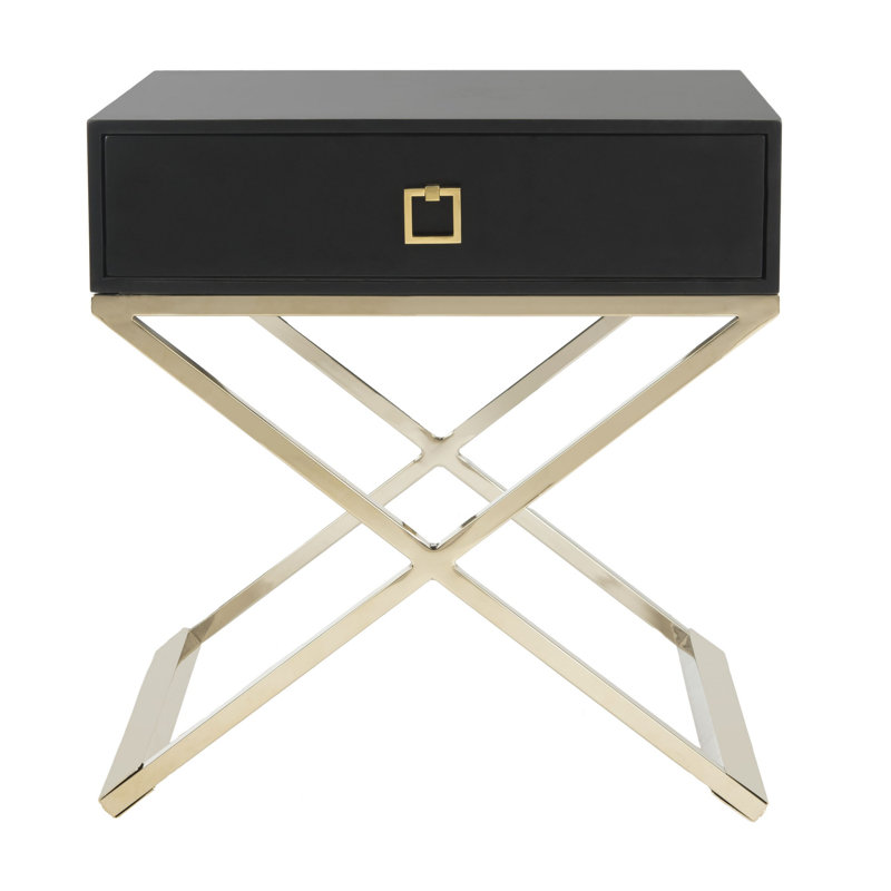 End Table with Storage, Black