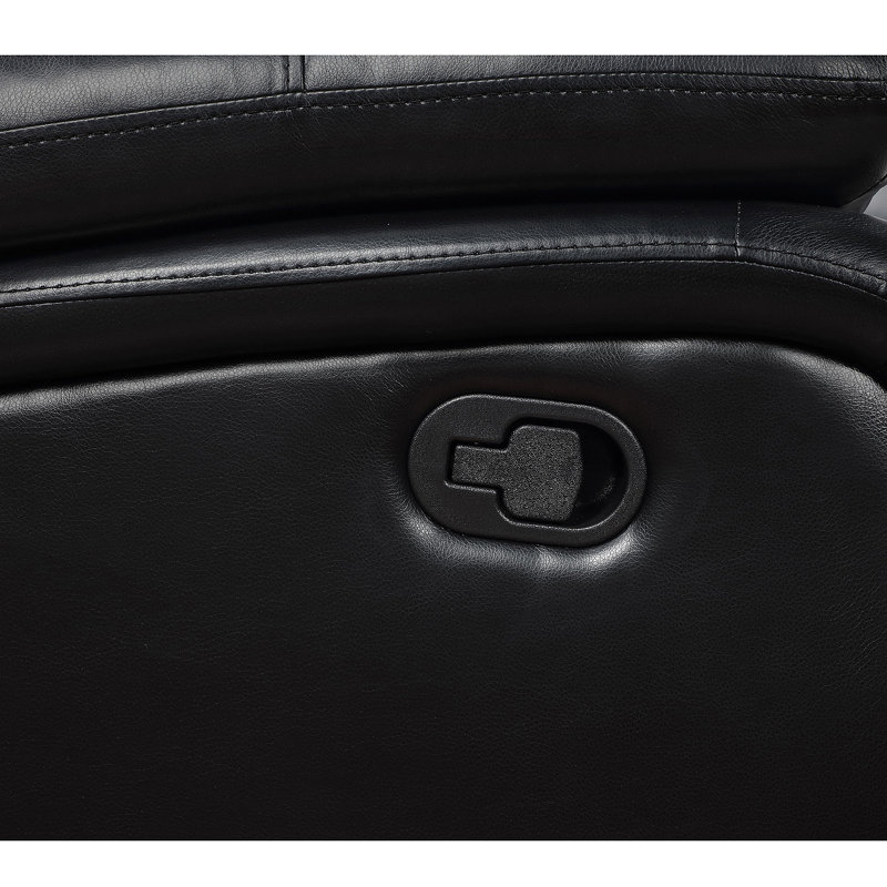 Elodie Black Upholstered Motion Reclining Loveseat, Manual - Handle / Lever, Black