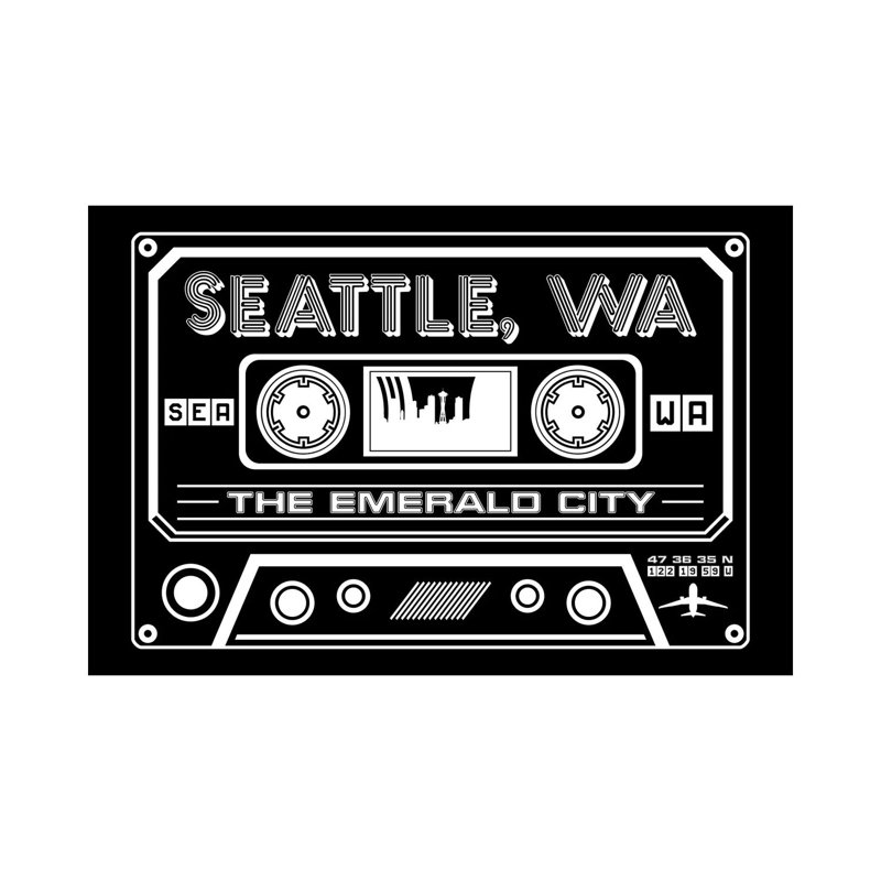 Seattle - Cassette - fond foncé - impression sur toile tendue, H 12 po x l 18 po x 1,5 po