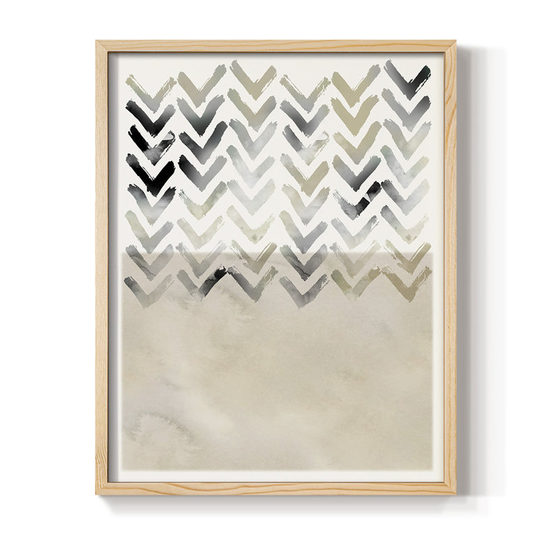 Neutral Chevron Framed Print - Solid Wood, Natural