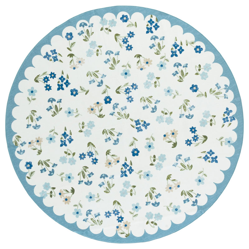 Msrw 198 Performance Machine Washable Floral Rug, Round 6'