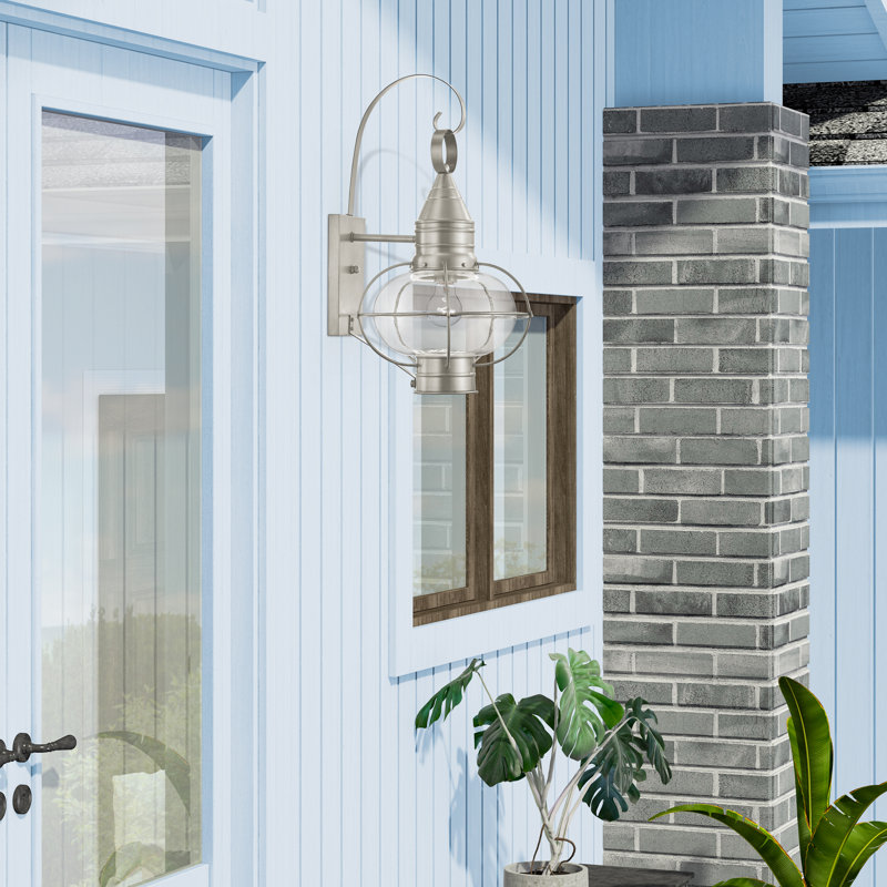 Lanterne murale d'extérieur Aster, Nickel brossé, H 20,5 po x l 11 po x P 13 po