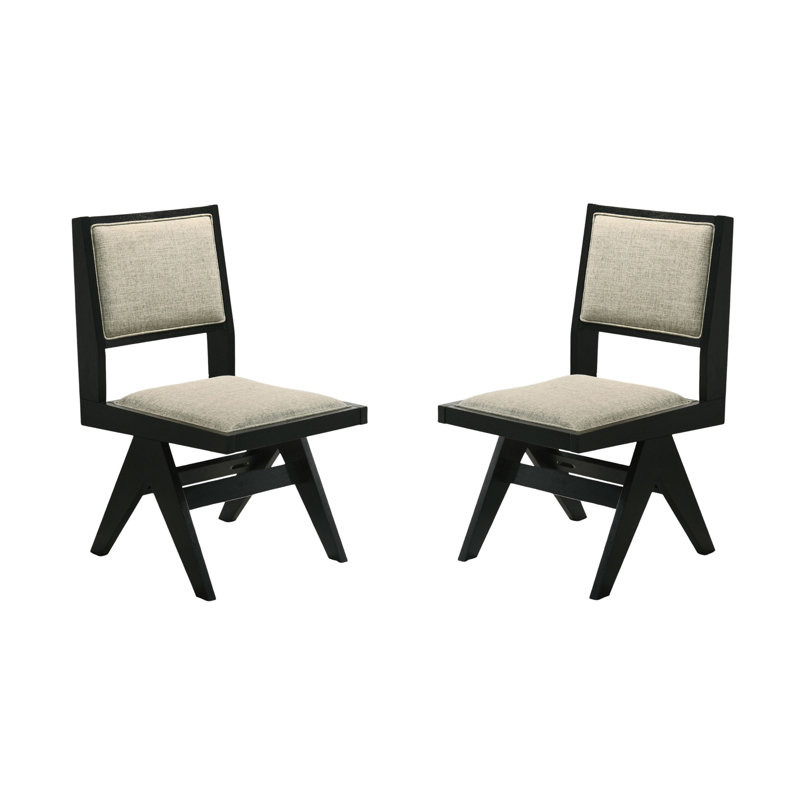 Chaises d'appoint de salle à manger de style contemporain avec accoudoirs rembourrés en tissu clair 2 pièces