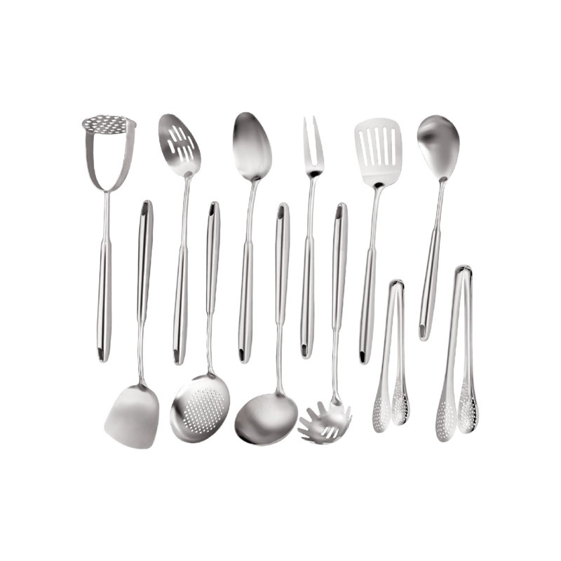 Grand ensemble d'ustensiles de cuisine en métal 12 pièces, ensemble d'ustensiles de cuisine faciles à nettoyer