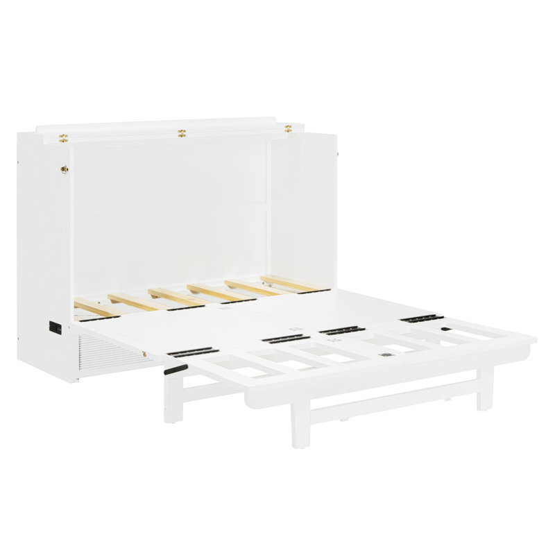 Lit escamotable avec grand tiroir Murphy, Double, Blanc