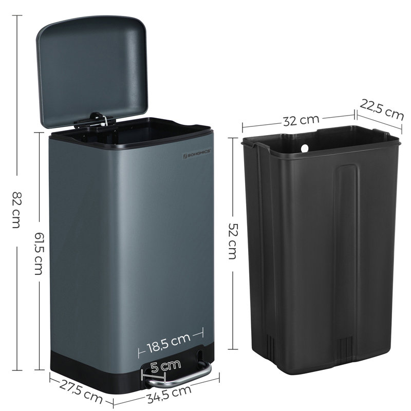 Steel Step On Kitchen Trash Can - 30L