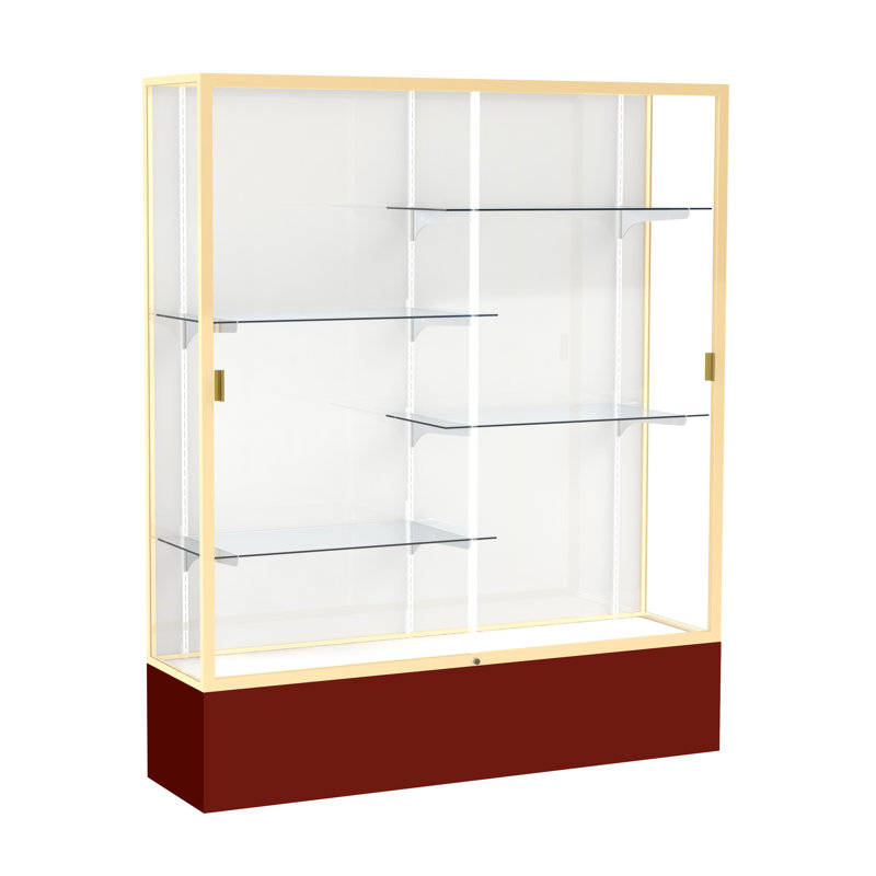  Vitrines en aluminium Spirit Series H 72 po x l 60 po, Marron, Laminé blanc, Or champagne