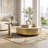 Ninah Fully Assembled, Modern Light Luxury Round Nesting Coffee Table With 1 Drawer, Gold Base&Glass Rock Panels For Living Room Decor