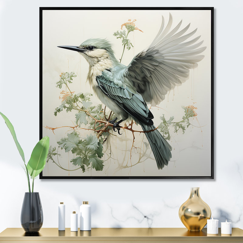 «Hummingbird Jade Journey 1 - Hummingbird», reproduction d'art sur toile encadrée, Cadre flottant noir