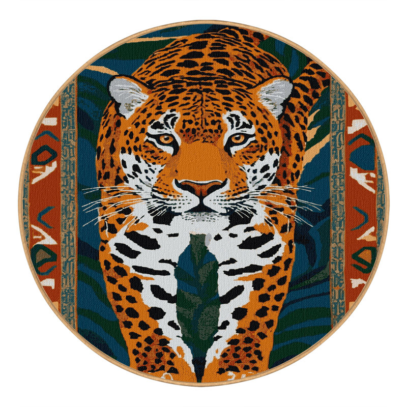 Washable Brazilian Jaguar Big Cats Area Rug, Rectangle 7' x 9'