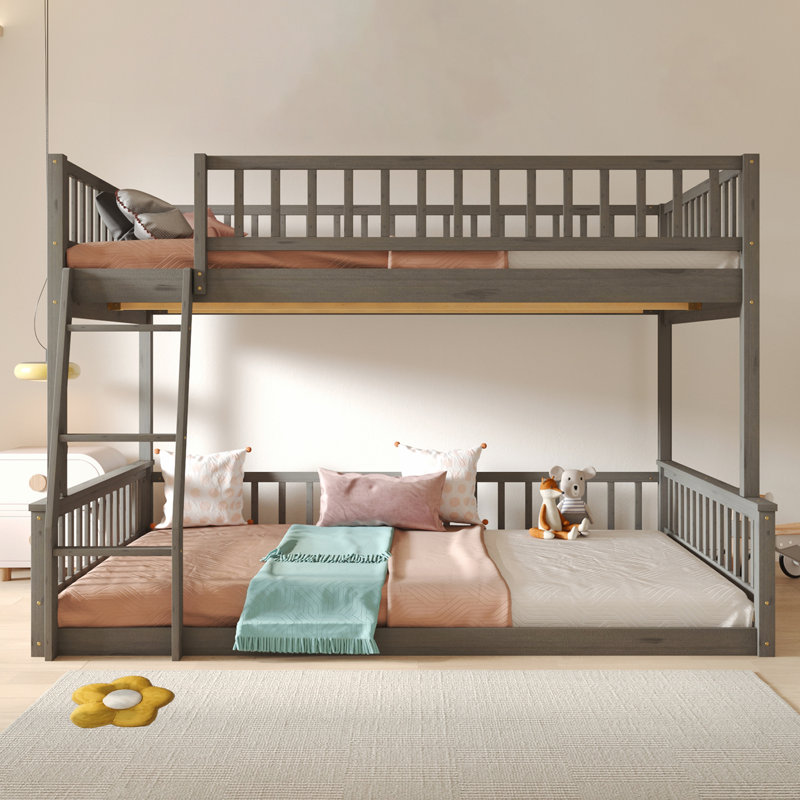 Kids Twin XL / Full XL Over Queen Bunk Bed, Gray, Full XL Over Queen
