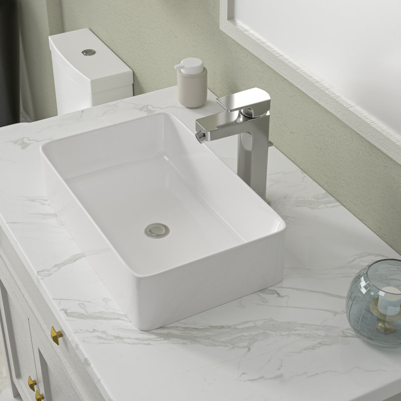 Mocoloo 24"L x 14"W Black Ceramic Bathroom Vessel Sink Rectangular Porcelain Bathroom Basin(No Base), 21" L x 14" W