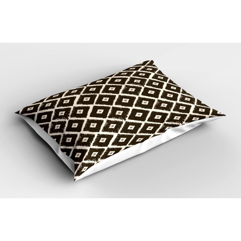 Brown/White Polyester Microfiber Piece Sham, Queen
