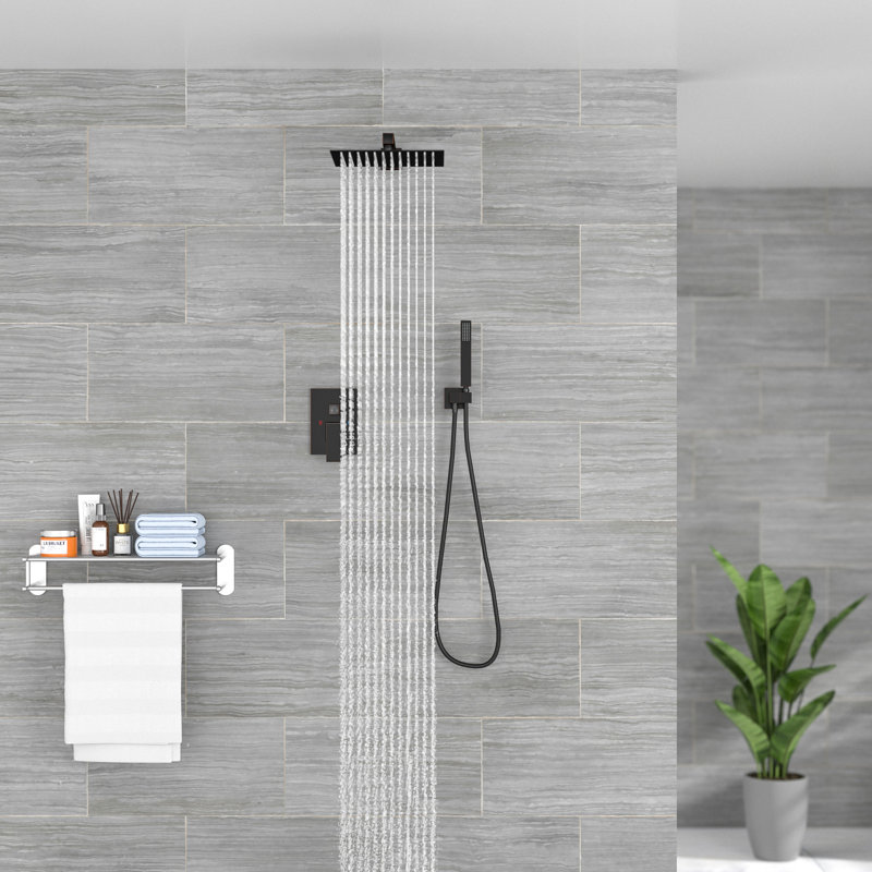 Système de douche de pluie mural 12 "avec douche à main, Bronze huilé