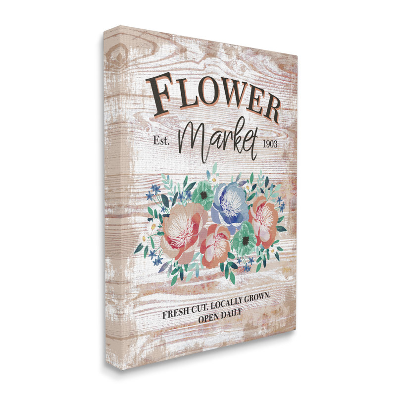 Rustic Country Flower Market - Publicité sur toile, H 30 po x l 24 po, Toile tendue
