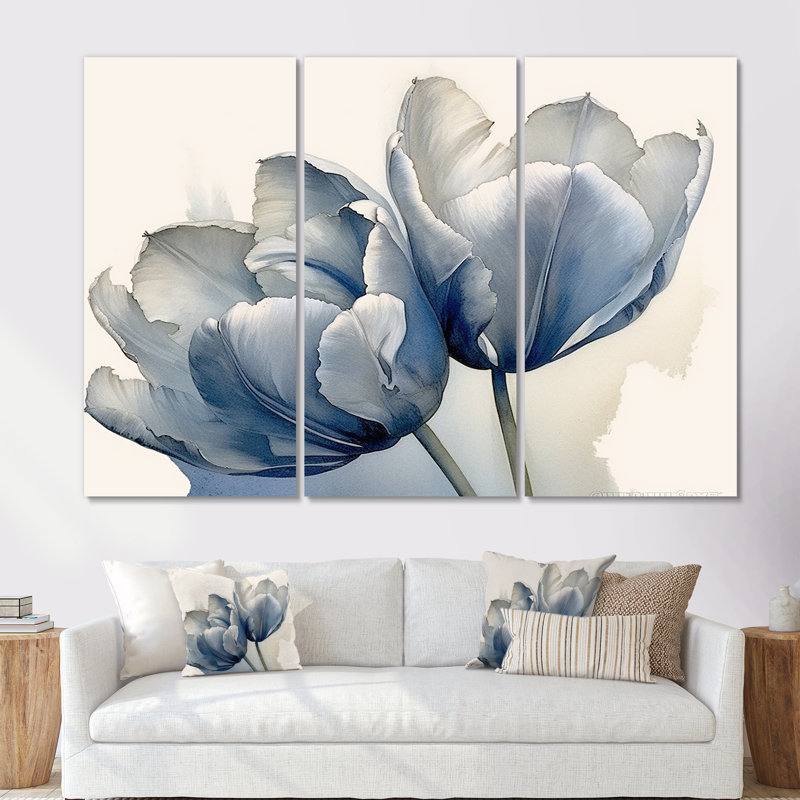 Sapphire - Tulipes, ensemble d'art sur toile, Toile tendue, H 32 po x l 48 po x P 1 po