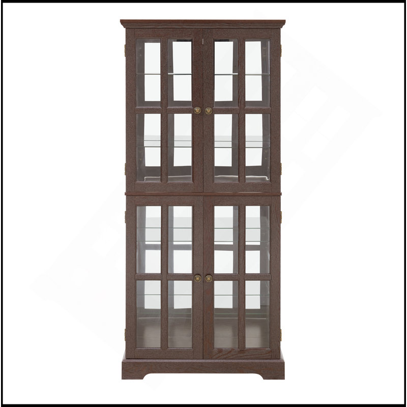 Versatile Antique Display Cabinet With Adjustable Shelves And Elegant Design For Home And Office, Cherry