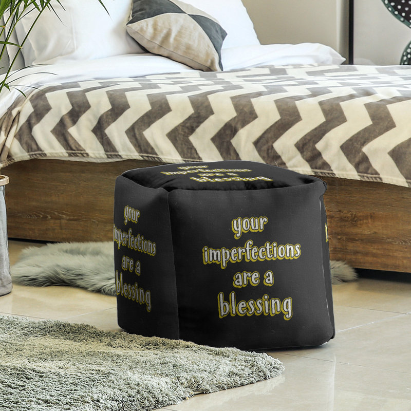 Upholstered Ottoman, Yellow, 13" H x 13" W x 13" D